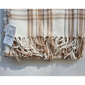 J. Crew Plaid Blanket Scarf Wrap - Y2K Preppy Grunge Gilmorecore - Ivory Sienna